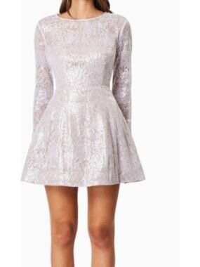 Elliatt Petra Long Sleeve Fit & Flare Dress in Ash Lilac